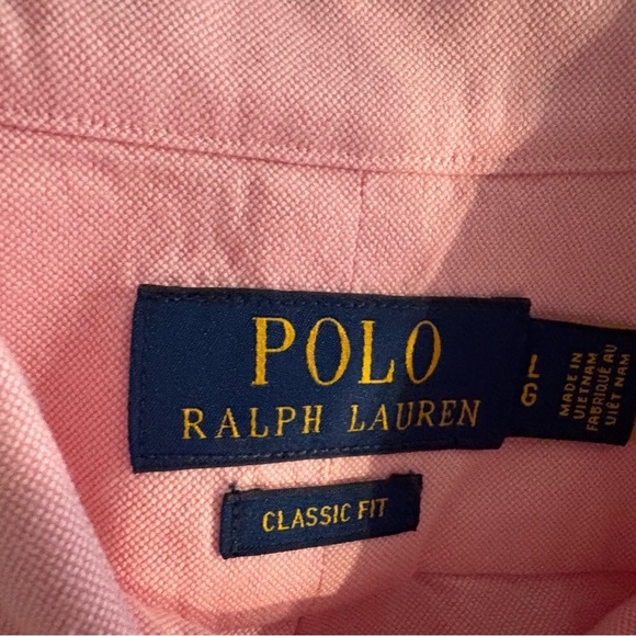 Men’s Polo Ralph Lauren Pink Classic Fit Button-Down Shirt Size Large - Picture 3 of 3